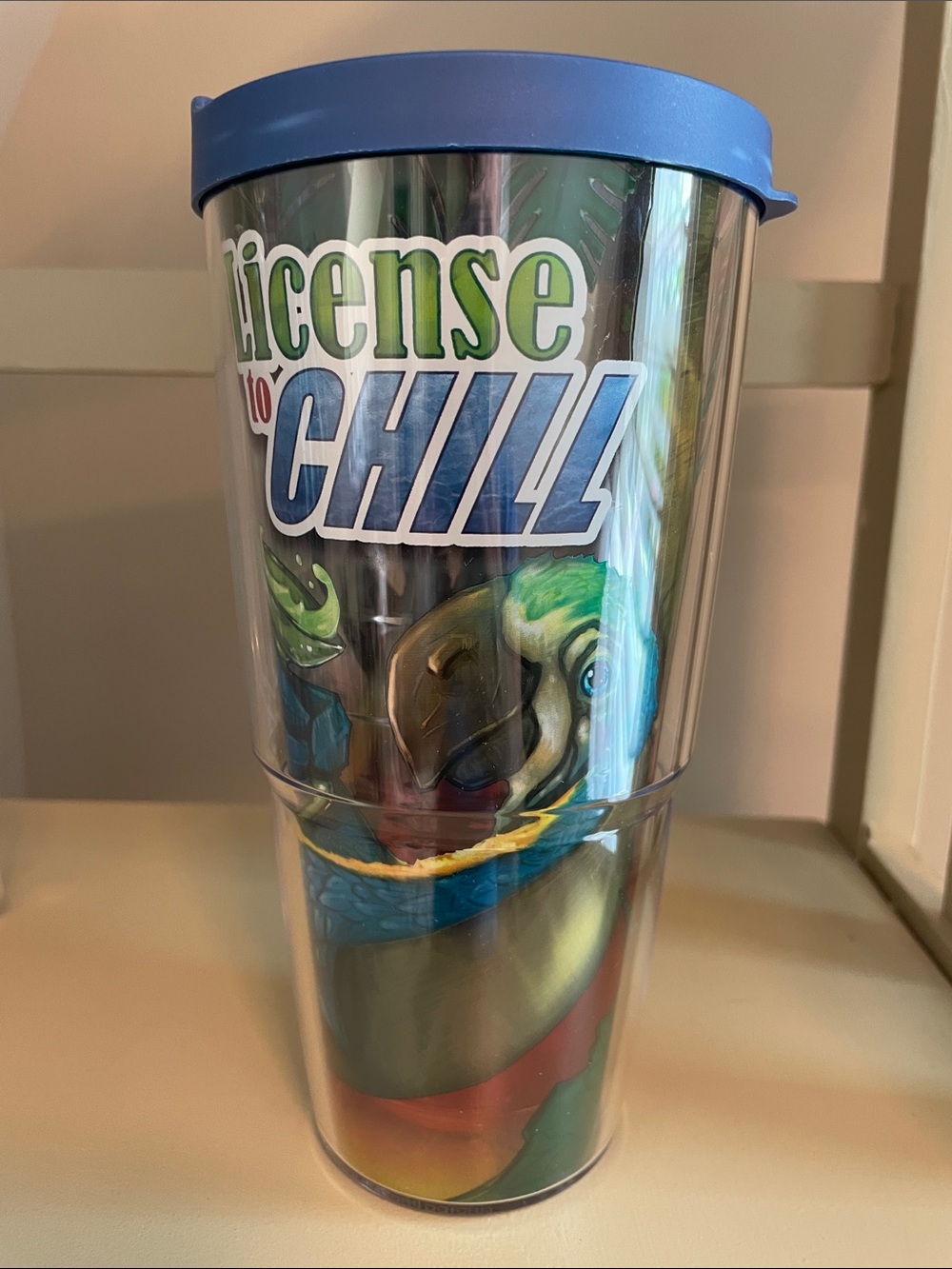 Tervis Tumbler Margaritaville Clear Tumbler with Blue Lid and Green Logo 24 oz